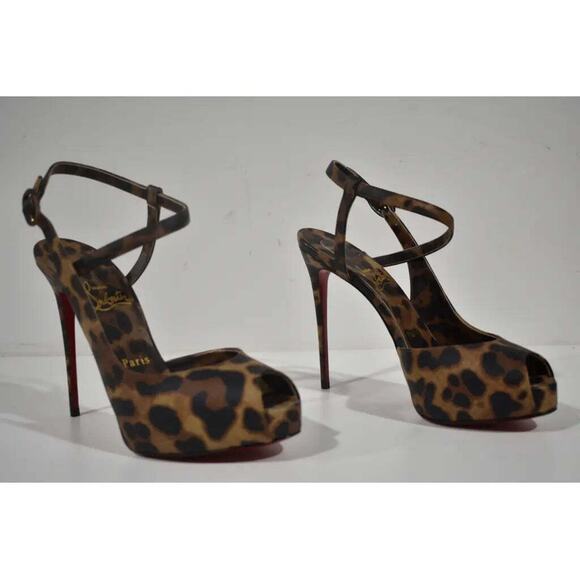 Christian Louboutin Jenlove Alta 120 Brown Strap Platform Sandal Heel Pump 40 - Picture 4 of 12